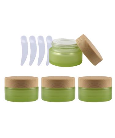 Zeoabsy 4 piece of emptiness Matt Green Glass Cremedose 30ml with lid green glass screw lid Glass-tain screw box glass dose of ointment pot cosmetic can for gels creams
