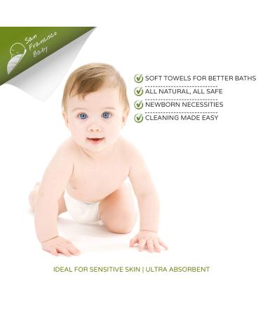 San Francisco Baby 6-Piece Bamboo Washcloth Set - Gentle Face & Bath Towels for Newborns, Toddlers, and Kids - Soft Cloth Wipes for Sensitive Skin - 10x10 Inches - White - Buy Online on SooperMarket.com