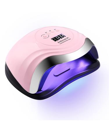 168W nail dryer lamp Aokyom UV LED lamp for nail nail lamp with 10/30/60/99S Timer LCD display and smart sensor for fingers/toenails and for all gel nail polish Geln gel Shellac (silver pink) Fantasy pink silver