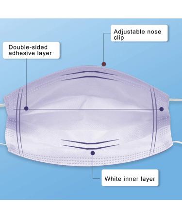 Adult Disposable Face Mask 3-Ply Mouth Cover Dust Safety Protection - Pack of 50 (Purple) - Buy Online on SooperMarket.com