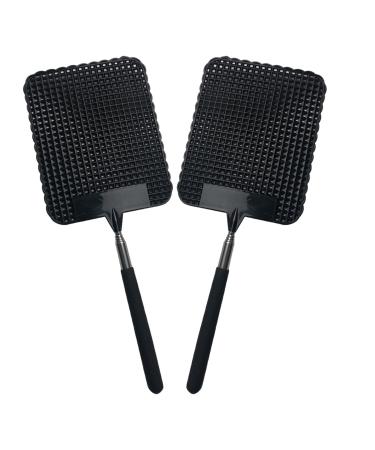 2 Pcs Retractable Fly Swatters Durable Plastic Fly Swatter Heavy Duty with Larger Paddle, Telescopic Flyswatter with Stainless Steel Handle
