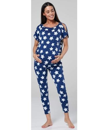 HAPPY MAMA Maternity Breastfeeding Lounge Set 1024p 10 Blue Jeans-White Stars - Buy Online on SooperMarket.com