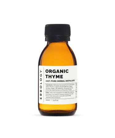 Erbology Organic Thyme Water 100ml - Premium Food Grade Hydrolate of Thyme - Cleansing The Skin - Small Batch - Sustainably Sourced Straight from Farm in Provence France