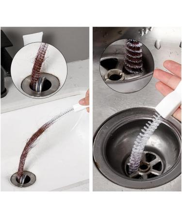60CM/23.62Inch Sink Cleaning Pipe Brush Flexible Drain Unblocker Tube Brush Household Sewer Dredging Tool Waterpipe Overflow Cleaner Hair Catcher Pipe Cleaning Brush for Bathroom Kitchen Drain White - Buy Online on SooperMarket.com