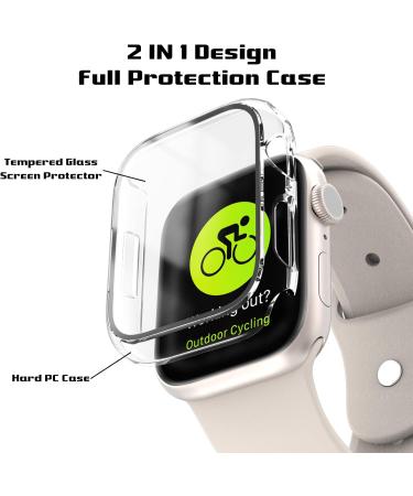 2 Pack Apple Watch Series 8/7 45mm Case & Screen Protector - Clear Hard PC Bumper with Tempered Glass Film - Anti-Scratch & Ultra-Thin Cover by EWUONU - Buy Online on SooperMarket.com