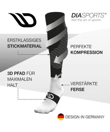 Buy Diasports Runstars Compression Socks for Sports Running & Marathon - Premium Design for Men & Women (Black/White Size M) - Buy Online on SooperMarket.com
