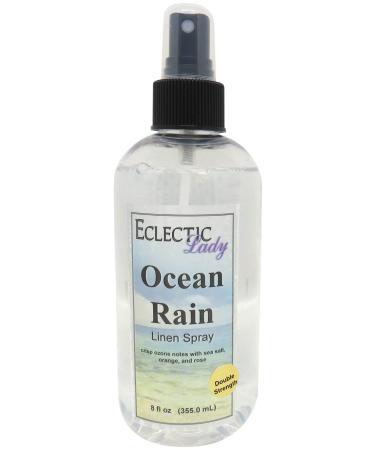 Ocean Rain Linen Spray (Double Strength) 8 ounces - Eclectic Lady Sheet and Linen Spray - No Artificial Colors Parabens or Preservatives - Long-Lasting Scent for Bed Fabric & Pillow 8 Fluid Ounces (Double Strength)