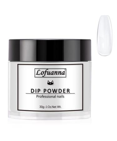 Lofuanna 30g Dip Powder Clear Color Nail Dipping Powder for French Nail Art Starter Professional Salon Quality Dipping Powder No Needed Nail Lamp Curing Odor-Free and Long-Lasting(001)