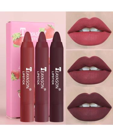 3-Piece Waterproof Matte Lipstick Set - Adjustable Lip Kit | Permanent Non-Stick Cup Gloss in Sexy Nude Colors - Buy Online on SooperMarket.com