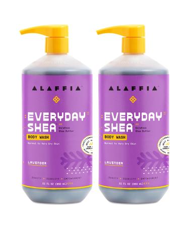 Alaffia Everyday Shea Body Wash Naturally Helps Moisturize and Cleanse Without Stripping Natural Oils with Fair Trade Shea Butter Neem and Coconut Oil Lavender 2 Pack - 32 Fl Oz Ea Lavender 1 Count (Pack of 2)