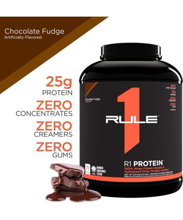 Rule 1 Protein | Super-Pure 100% Whey Isolate & Fast-Acting Whey Hydrolysate | 25 Grams Protein 4 Grams Glutamine & 6 Grams BCAAs Per Serving (5LB Chocolate Fudge) Chocolate Fudge 5LB - Buy Online on SooperMarket.com