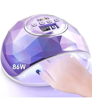 Janolia nail dryer lamp 86W UV LED lamp for nails professional gel UV LED nail lamp with sensor LCD display for fingernail and toenail nail design with 4 timer suitable for all gel purple