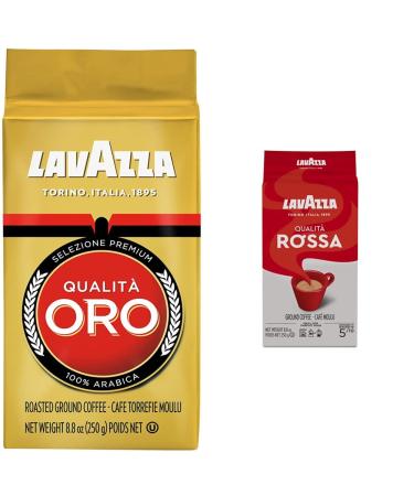 Lavazza Espresso Oro Brick Coffee 250g & Espresso Rossa Ground Coffee 250g (packaging may vary) Coffee + Rossa Ground Coffee 250g