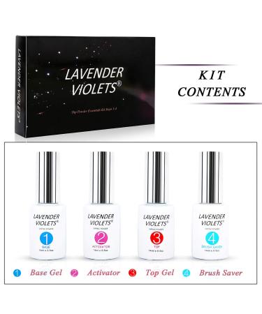Dip Powder Gel Set - Activator, Base, Top Gel & Brush Saver - 0.5oz/Bot - Dipping Powder Acrylic Nail Manicure Pedicure - Buy Online on SooperMarket.com