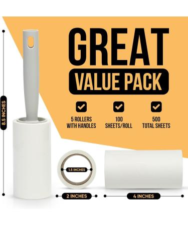 500 Sheets Extra Sticky Lint Roller - TaidMiao Mega Value Set with 5 Handles for Pet Hair Clothes Furniture & Carpet - Buy Online on SooperMarket.com