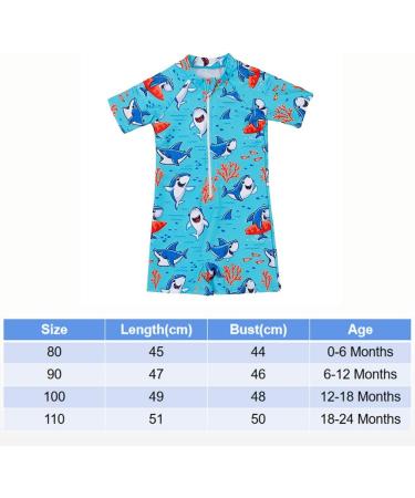 PythJooh Baby Boy Swimsuit Zipper Rash Guard One Piece | Shark Print Shorts | 12-18 Months | D - Swimming Shark - Buy Online on SooperMarket.com