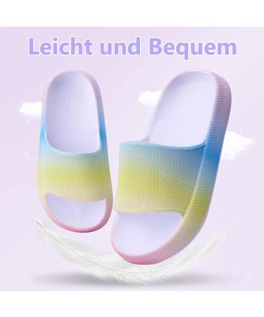 Buwege Unisex Kids Flip-Flops | Soft Slide-Resistant Bathing Shoes for Boys & Girls | Clouds Splash Design | Sizes 29-37 EU Rainbow - Buy Online on SooperMarket.com