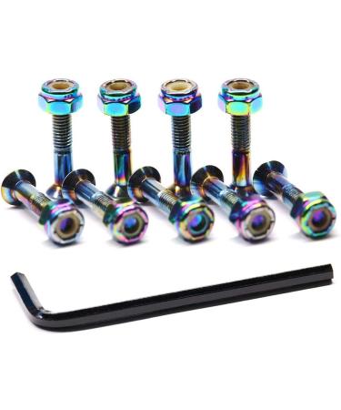 9PCS Dazzling Color Skateboard Hardware Set - Deck Mounting Screws, Nuts, Hex Key - Longboard Cruiser Fasteners - 1-1/4, 1, 7/8, 0.88 Inches - Buy Online on SooperMarket.com