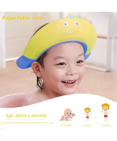 Kids Shower Cap: KAMHBE Baby Shower Cap Shield - Adjustable Crown Hair Washing Shampoo Shield for Eyes, Ears, and Face - Yellow Monster Design - Buy Online on SooperMarket.com