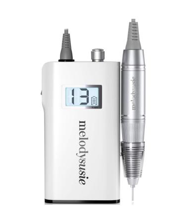 MelodySusie Professional Rechargeable 30000 rpm Nail Drill, Portable Electric E File Scamander, Acrylic Gel Grinder Tools with 6 Bits and Sanding Bands for Manicure Pedicure Shape Carve Polish (White)