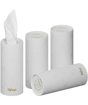 TiShoo Extra Soft 4-Latz handkerchiefs with moisturizer |For cup holders in the car at home and travel |4 tubes in plastic -free packaging |White/Pure White/Pure 4 pieces (1 Pack)