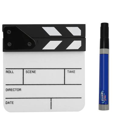for Small Clapboard Senyar Clap Board,Mini Acrylic Director Scene Clapperboard TV Movie Action Board Film Cut Prop with Pen,15 * 16.5 * 2.5cm/5.9 * 6.5 * 1inch(White/Black)