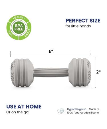 Silicone Baby Dumbbell Teether Toy - Weighted Rattle and Sensory Toy for Boys and Girls - Buy Online on SooperMarket.com