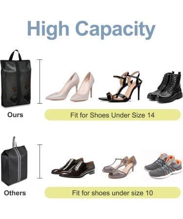 XX-Large Waterproof Shoe Bags for Travel - 3 Pack Black - Translucent Design - Portable Shoe Organizer for Men & Women - Sturdy Zipper - Buy Online on SooperMarket.com