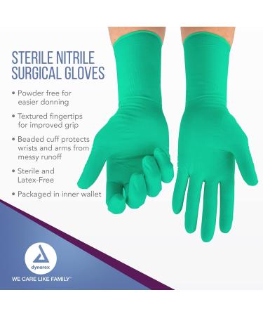 Dynarex Sterile Nitrile Surgical Gloves 6 Mil Size 8 - Case of 200 Pairs | Powder-Free, Puncture-Resistant - Buy Online on SooperMarket.com