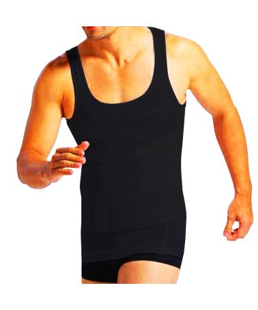 Healthopedic 76S-M-BLK-L Slimming Shapewear Undershirt Men's Black Large