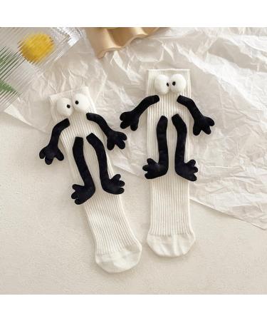 3D Funny Magnetic Suction Couple Socks - Novelty Holding Hands Design in Deep White (1 pair) | Unisex Show Off Socks - Buy Online on SooperMarket.com