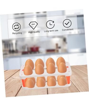 KOMBIUDA Box Egg Carton Eggs Deviled Egg Tray with Lid Kitchen Egg Container Side Door Refrigerator re-usable White 22.3X10.1X8.9CM - Buy Online on SooperMarket.com
