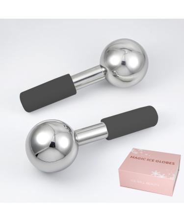 Facial Ice Globes Ice Globes for Face Unbreakable Stainless Steel Ice Globes Face Ice Globes for Tightens Skin and Reduce Puffiness Black