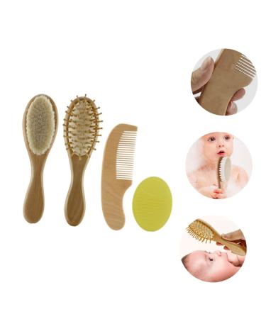 Healeved 4 Pcs Baby Hair Brush Comb Scalp Scrubber Spa Kit - Natural Soft Brushes for Baby Shampoo & Detangling - Children's Bathing Supply and Baby Care Set - Buy Online on SooperMarket.com