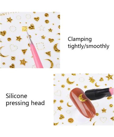 Nail Tweezers Double Sided Nail Art Sticker Silicone Press Rhinestone Picker Nippers Pink Brushes - Buy Online on SooperMarket.com