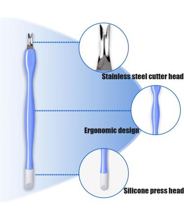 3-Piece V-Shaped Cuticle Trimmer & Pusher Set for Nail Care - Blue - Buy Online on SooperMarket.com