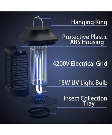 4200V High Powered Waterproof Bug Zapper - Electric Mosquito Killer for Indoor/Outdoor Use - 15W UVA Lamp Bulb - Fly Traps, Insect Killer for Patio, Backyard, Home Kitchen - Buy Online on SooperMarket.com