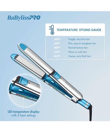 BaBylissPRO Stainless Steel OPTIMA Hair Straightener Dual Voltage High Heat Flat Iron with Floating Plates and Ion Generator 1" Wide Blue - Buy Online on SooperMarket.com