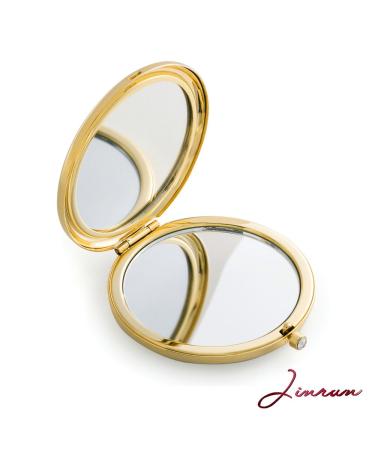 Jinvun 24k Gold Electroplate Makeup Mirror - Luxury Round Vanity Mirror for Women - Compact Cosmetic Mirror with Diamonds - Perfect Gift Idea - Buy Online on SooperMarket.com