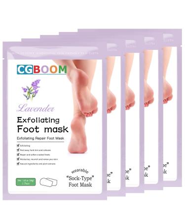 5 packed foot mask cornea and dead skin remove foot peeling mask anti -aging exfoliating socks footpalm mask cornea socks peeling baby feet for women & men classic 1 piece (5 Pack)