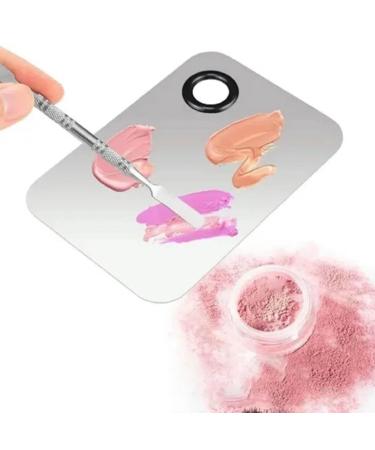 Buy Stainless Steel Makeup Mixing Palette | Cosmetic Artist Mixing Palette & Spatula for Nail Art & Eyeshadow - International Shipping Available - Buy Online on SooperMarket.com