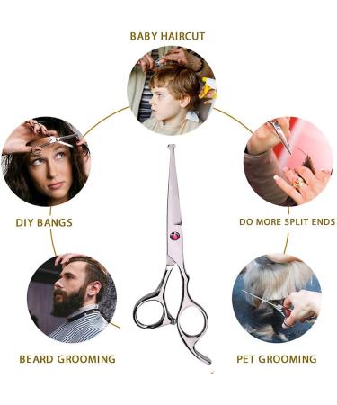 Professional 6.5 inch Hair Cutting Scissors Set for Kids/Women/Men - Barber Salon Kit with Thinning Shears, Saftey Round Head, and Red Handle - Buy Online on SooperMarket.com