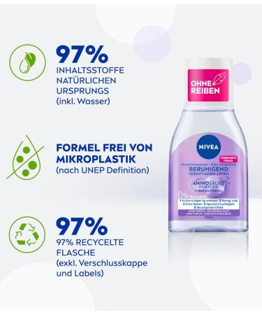 Nivea Calming Micelle Water for Sensitive Skin | Perfume-Free Facial Toner with Dexpanthenol & Amino Acids | Moisturizing Cleansing Water | 100ml - Buy Online on SooperMarket.com