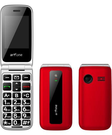 Artfone Senior Cell Phone 2G GSM Folding Mobile with Large Buttons SOS Button 2.4 Color Display & Dual SIM No Contract Perfect for Seniors (Red F20) - Buy Online on SooperMarket.com