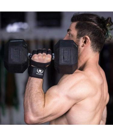 Mava Sports Cross Training Gloves with Wrist Support - For Fitness, WOD, Weightlifting, Gym Workout and Powerlifting - Strong Grip Silicone Padding - No Calluses - Men & Women - Black (Large) - Buy Online on SooperMarket.com