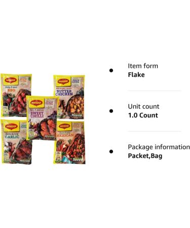 Maggi Seasoning and Cooking Bag for Juicy Chicken 5 Bag Set 1x Mexican 1x Sweet Chilli 1x Garlic 1x BBQ and 1x Butter Chicken - Buy Online on SooperMarket.com