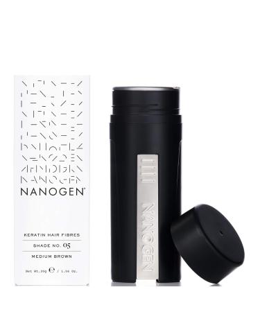 Nanogen Instant Thickening Hair Fibres - Medium Brown 30g - Natural Keratin fibers cover thinning hair extensions alopecia. Thicker fuller hair instantly. Medium Brown 30 g (Pack of 1)