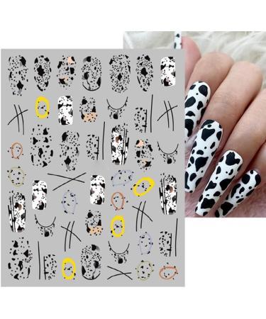 Cartoon Nail Art Stickers - 7 Sheets 3D Self-Adhesive Decals for Women and Girls - Holographic Cow, Butterfly, Leopard Print Designs - Nail Art Supplies - Buy Online on SooperMarket.com