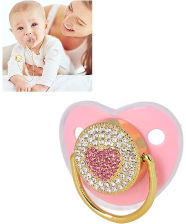 Heart-Shaped Baby Pacifier Set Soft Silicone Pacifiers for Newborns & Toddlers (M Pink) | Comfortable & Safe for Your Baby - Buy Online on SooperMarket.com