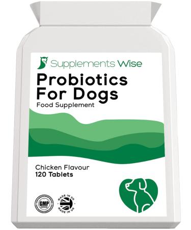 Probiotics For Dogs - 120 Tablets Chicken Flavour - Yeast Infection Treatment - Diarrhoea Wind IBS Remedy for a Happy Tummy - Itchy Skin Relief - Dog Probiotic Prebiotic Support Digestive Enzymes